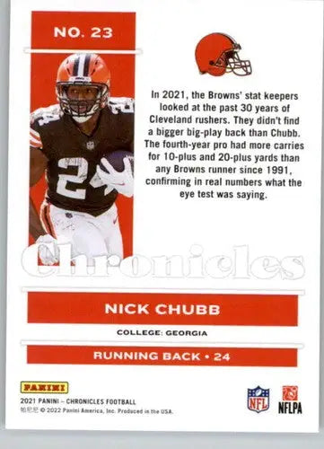 2021 Panini Chronicles Nick Chubb football card with original gloss Browns ID 48319