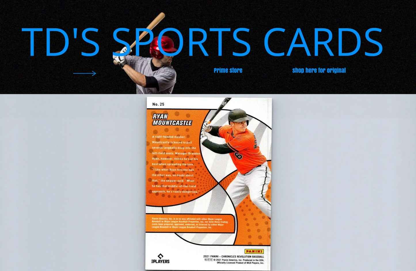 Baseball card of Ryan Mountcastle from 2021 Panini Chronicles Revolution series