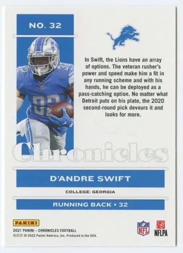 2021 Panini Chronicles #32 D’Andre Swift NM-MT Lions ID:48321 - Football Card Single