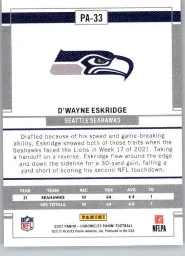 2021 Panini Chronicles Panini #33 D’Wayne Eskridge NM-MT Seahawks ID:47455 - Football Card Single