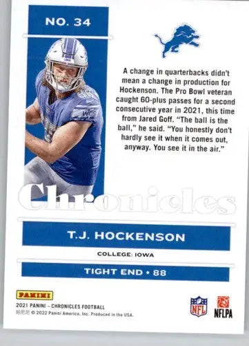 2021 Panini Chronicles #34 T.J. Hockenson NM-MT Lions ID:48323 - Football Card Single