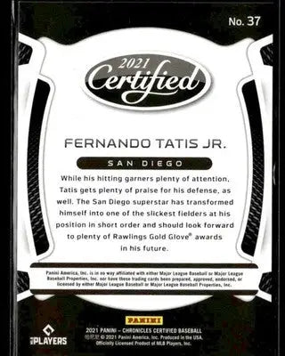 2021 Panini Chronicles #37 Fernando Tatis Jr. Certified Mirror Blue #97/99 - Baseball Card Single