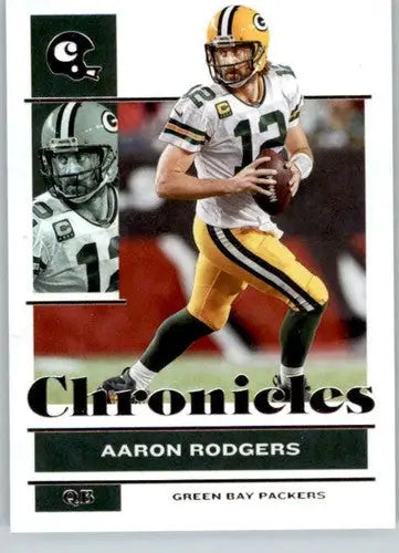 Panini Chronicles Aaron Rodgers football card with original gloss from 2021 Panini Chronicles series