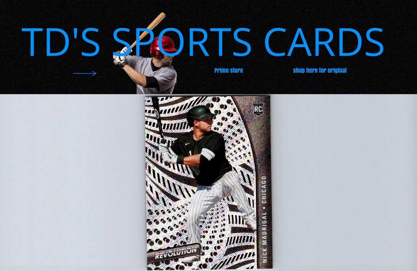 Baseball trading card featuring Nick Madrigal Revolution Sunburst from 2021 Panini Chronicles