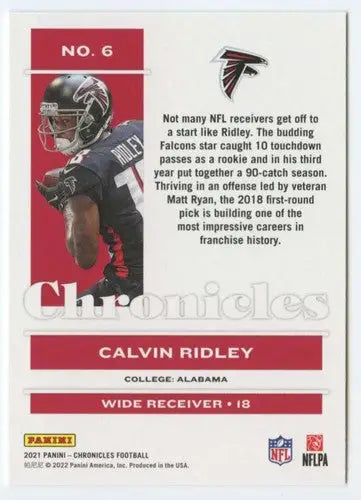 Panini Chronicles Calvin Ridley football card with original gloss Falcons ID 48311