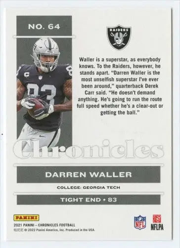 Original gloss 2021 Panini Chronicles Darren Waller football card NM-MT