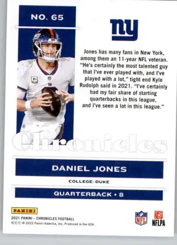 2021 Panini Chronicles Daniel Jones football card with original gloss NY Giants ID 48338