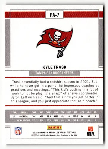 Kyle Trask football card from Panini Chronicles with original gloss featured in Buccaneers product