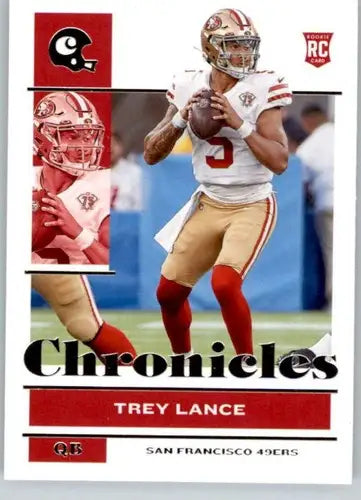 Panini Chronicles Trey Lance football card with original gloss from 2021 Panini Chronicles series
