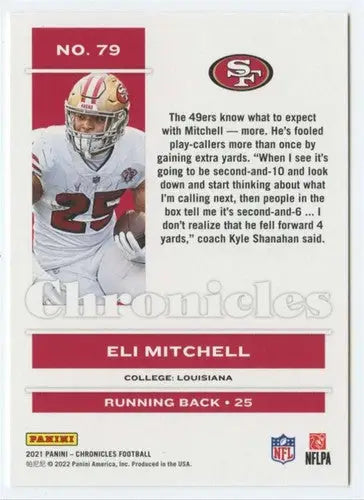 Eli Mitchell football card from Panini Chronicles with original gloss in 2021 Panini Chronicles