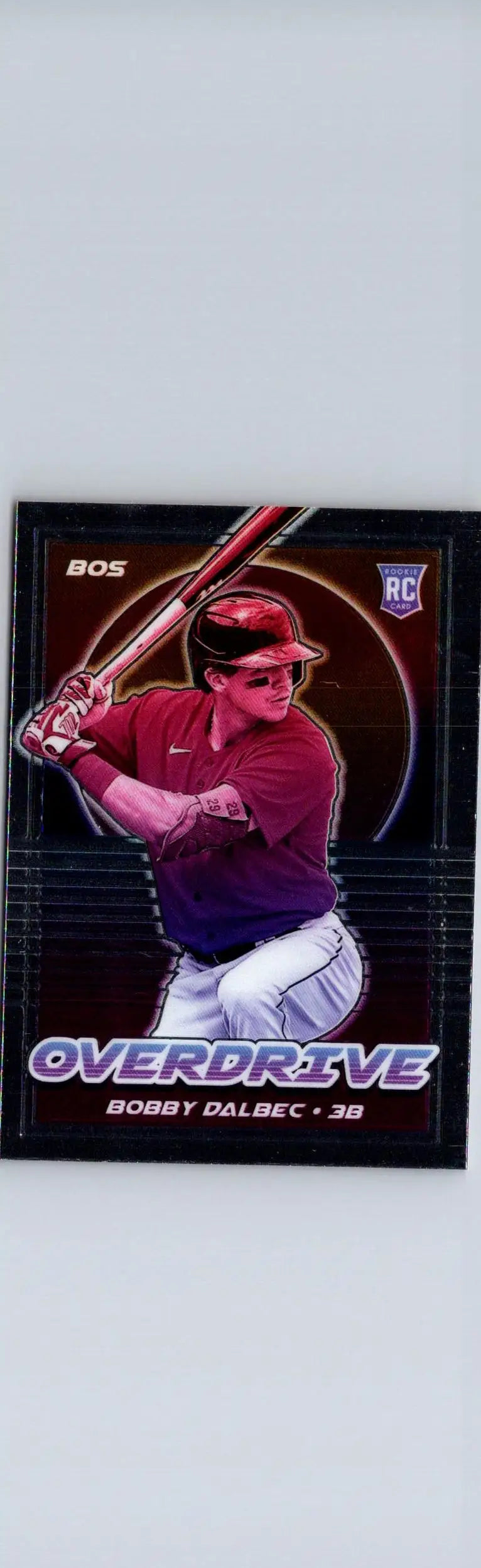 Bobby Dalbec baseball card from 2021 Panini Chronicles Dalbec Overdrive Holo set