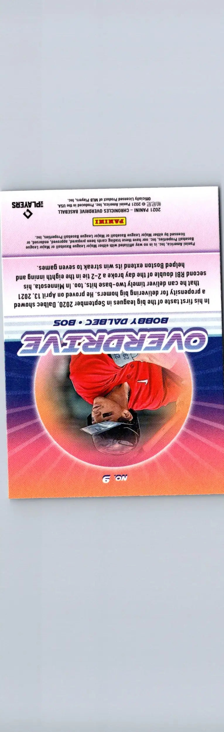 Baseball trading card of Bobby Dalbec Overdrive Holo from 2021 Panini Chronicles
