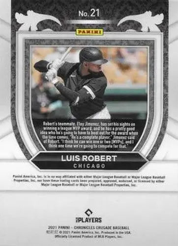 Luis Robert baseball card from Panini Chronicles Crusade series featuring White Sox player