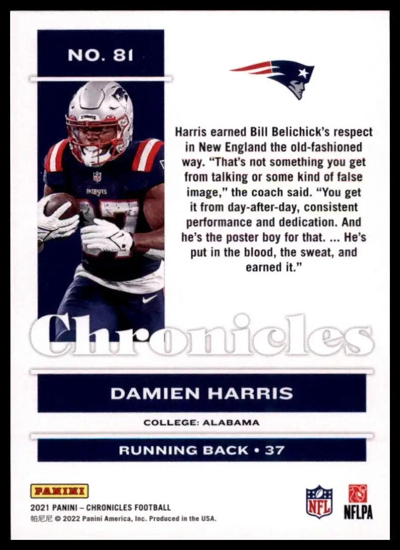 2021 Panini Chronicles - Damien Harris #81 - Football Card Single