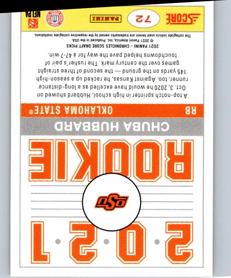 Chuba Hubbard 2021 Panini Chronicles Draft Picks rookie football card for collectors