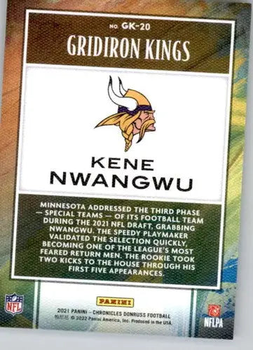 2021 Panini Chronicles Gridiron Kings #20 Kene Nwangwu NM-MT Vikings ID:48307 - Football Card Single