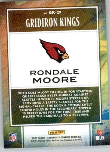 Original gloss Panini Chronicles Gridiron Kings Rondale Moore football card NM-MT
