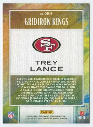 2021 Panini Chronicles Gridiron Kings #3 Trey Lance NM-MT 49ers ID:48305 - Football Card Single