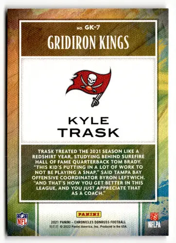 Kyle Trask football card from Panini Chronicles Gridiron Kings Pink series