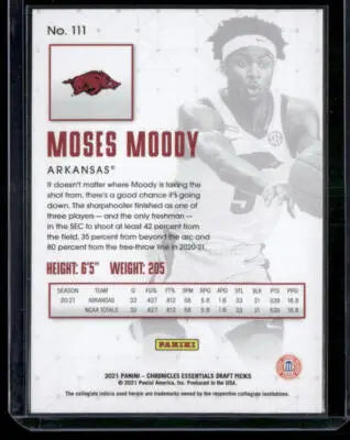 2021 Panini Chronicles Moses Moody #111 Essentials RC Basketball - Basketball Card Single