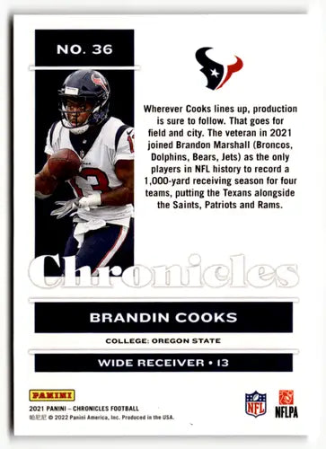 2021 Panini Chronicles Pink #36 Brandin Cooks NM-MT Texans ID:48293 - Football Card Single