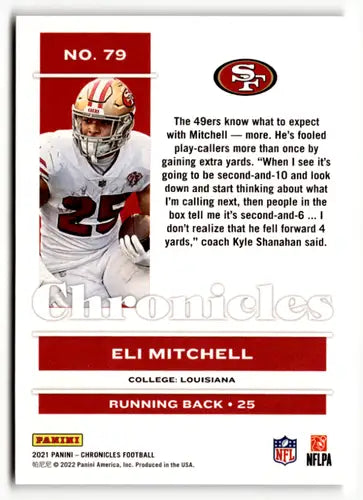 Original gloss Eli Mitchell football card from Panini Chronicles Pink series