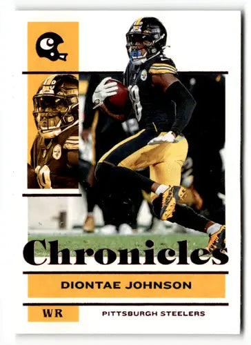 Diontae Johnson football card from 2021 Panini Chronicles Pink series for Steelers