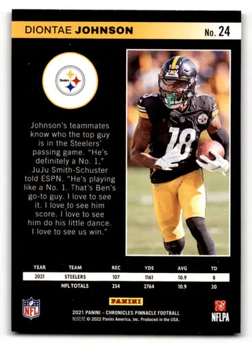 Diontae Johnson football card from Panini Chronicles Pinnacle series near mint condition