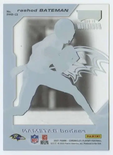 Rashod Bateman football card from 2021 Panini Chronicles Playoff Momentum collection