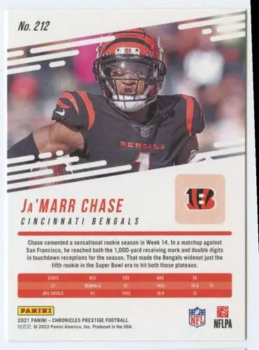 2021 Panini Chronicles Prestige Rookies Update #212 Ja’Marr Chase NM-MT ID:48242 - Football Card Single