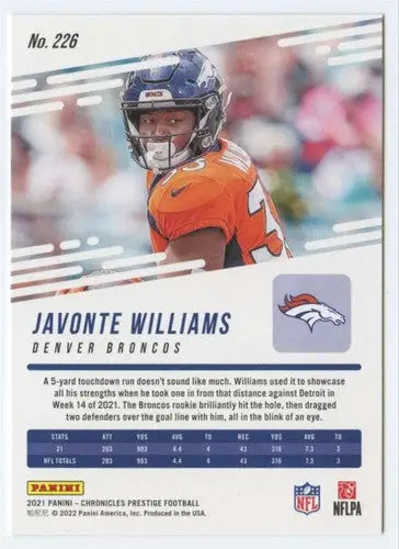 2021 Panini Chronicles Prestige Rookies Update #226 Javonte Williams NM ID:48243 - Football Card Single