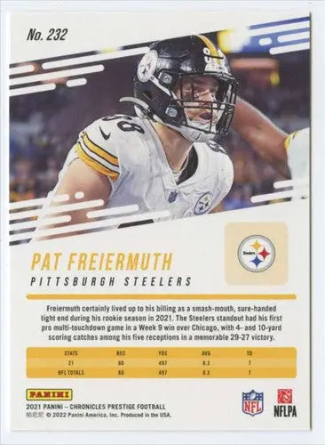 Original gloss Pat Freiermuth football card from Panini Chronicles Prestige Rookies set