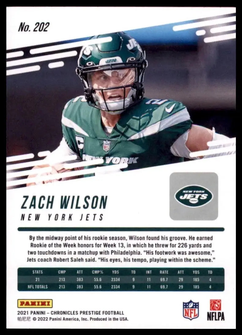 2021 Panini Chronicles - Prestige Rookies Update Zach Wilson #202 (RC) - Football Card Single