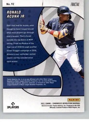 2021 Panini Chronicles Revolution Fractal #92 Ronald Acuna Jr. NM-MT Braves - Baseball Card Single