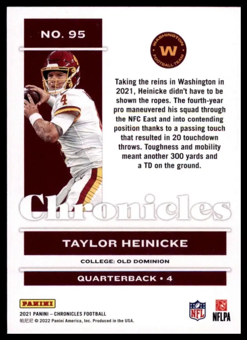 2021 Panini Chronicles - Taylor Heinicke #95 - Football Card Single