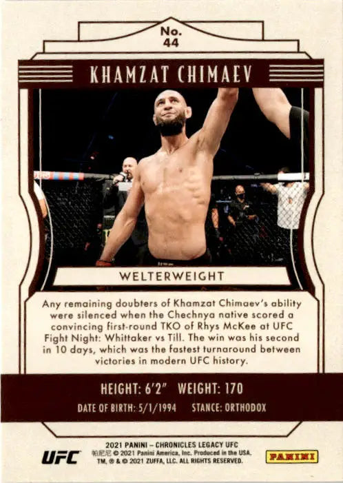2021 Panini Chronicles UFC #44 Khamzat Chimaev - UFC/MMA Card Single