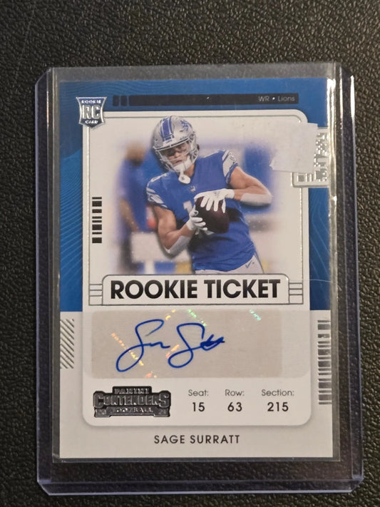 2021 Panini Contenders #264 Sage Surratt Rookie Ticket Reverse - Football Card Single