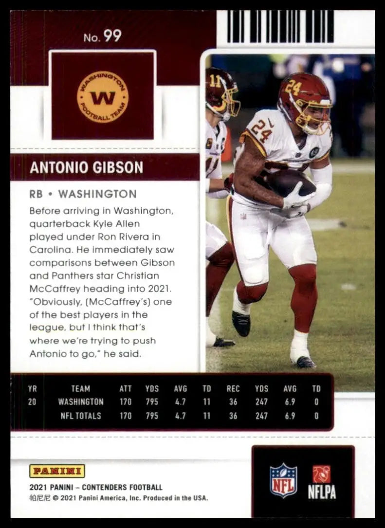 2021 Panini Contenders - Antonio Gibson #99 - Football Card Single