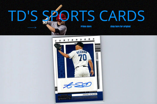 Autographed baseball card of Andre Scrubb from 2021 Panini Contenders series