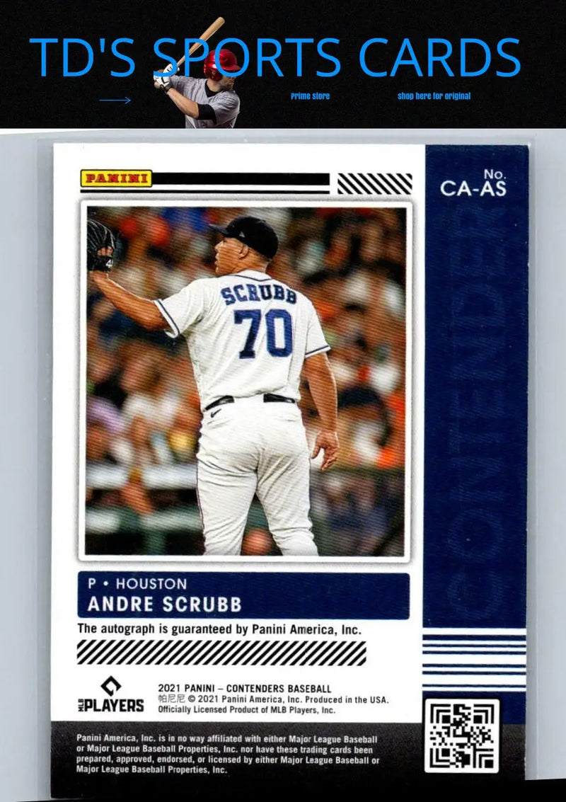 Andre Scrubb baseball card from 2021 Panini Contenders Scrubb Contenders Autographs