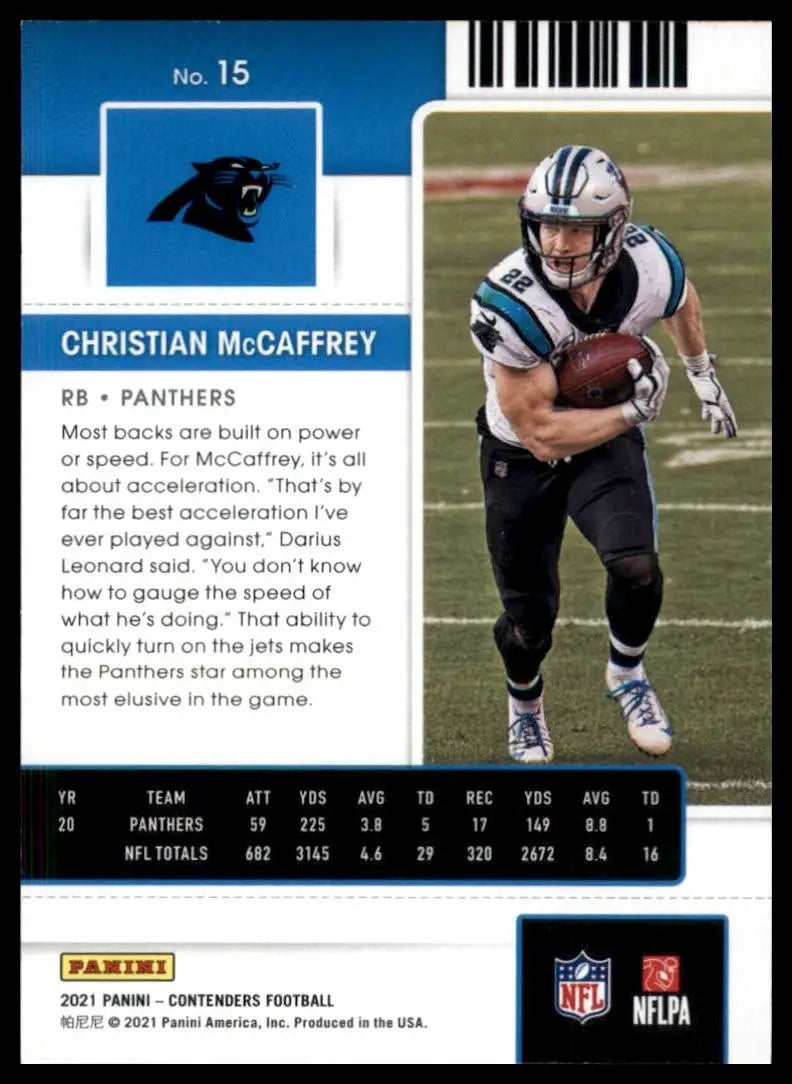2021 Panini Contenders - Christian McCaffrey #15 - Football Card Single