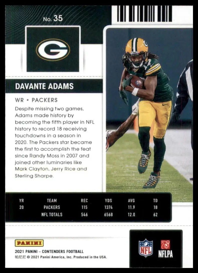 2021 Panini Contenders - Davante Adams #35 - Football Card Single