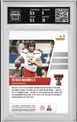 Graded Patrick Mahomes II football trading card from Panini Contenders Draft Picks series