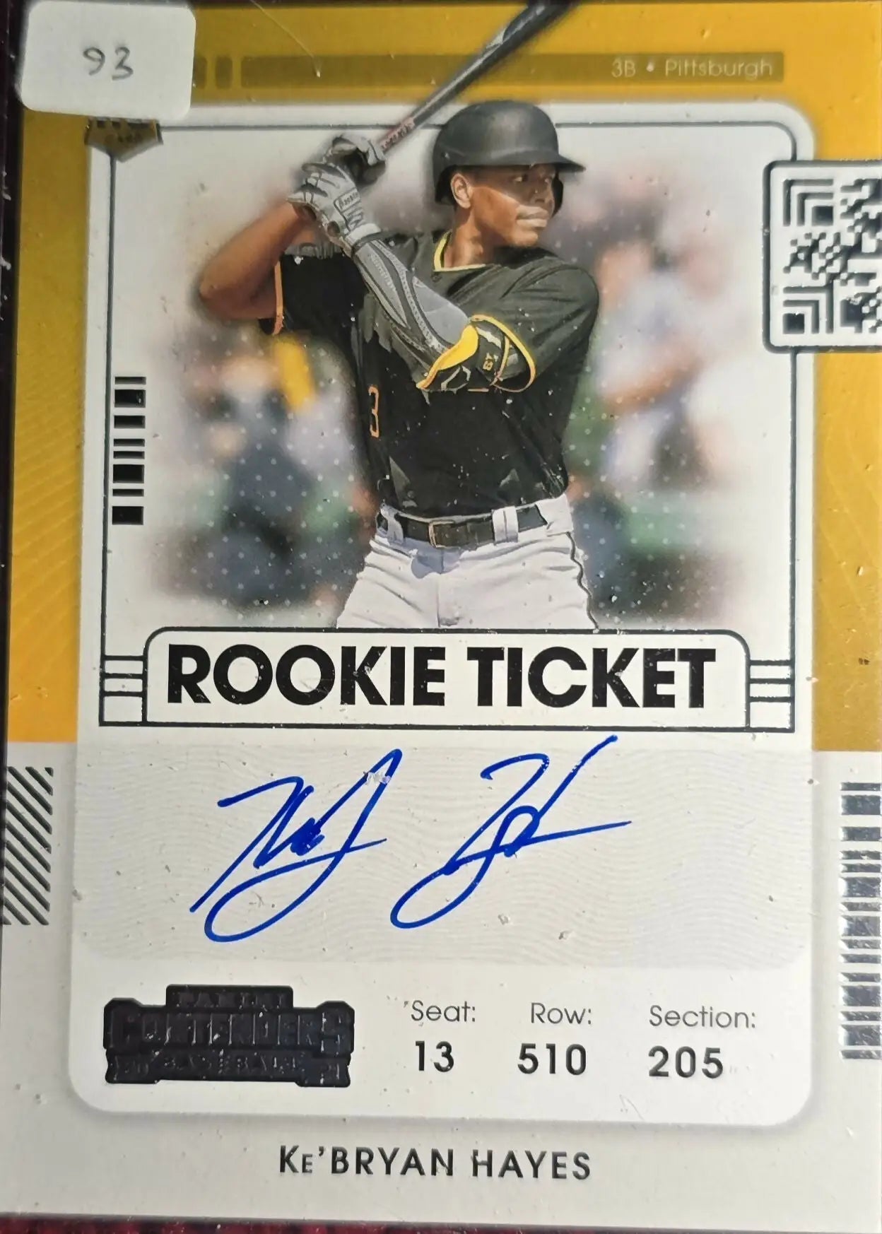 2021 PANINI CONTENDERS ROOKIE TICKET AUTO SP RC KE’BRYAN HAYES ROOKIE - Baseball Card Single