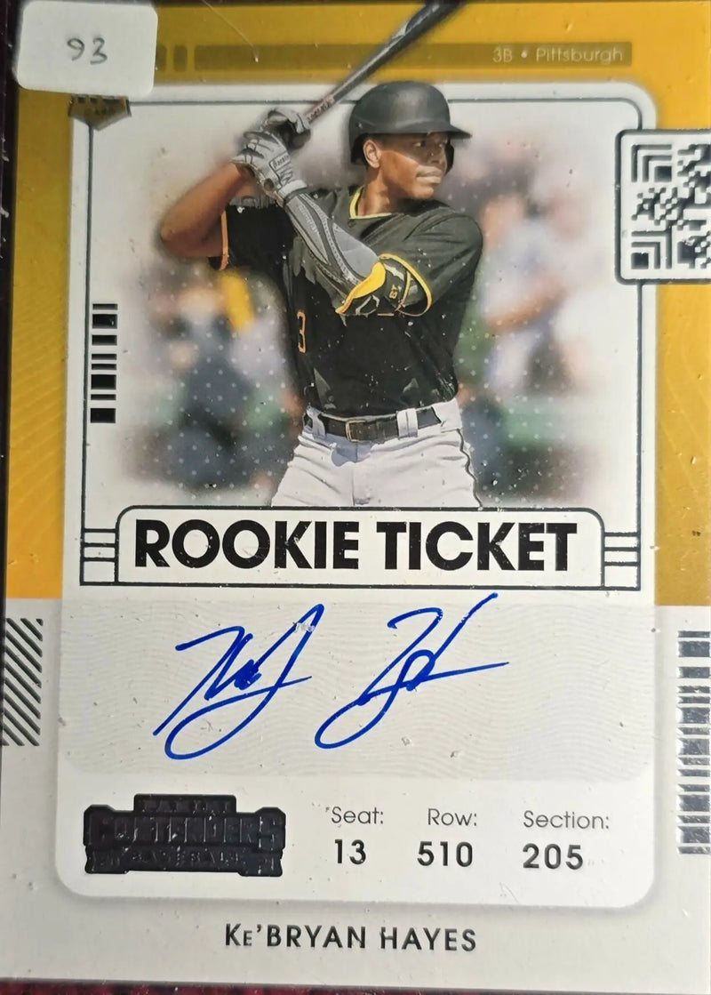 2021 PANINI CONTENDERS ROOKIE TICKET AUTO SP RC KE’BRYAN HAYES ROOKIE - Baseball Card Single