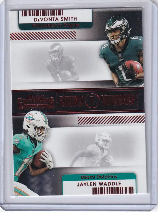2021 Panini Contenders Round 1 Red #RN-DSM Devonta Smith Jaylen Waddle - Eagles - Football Card Single
