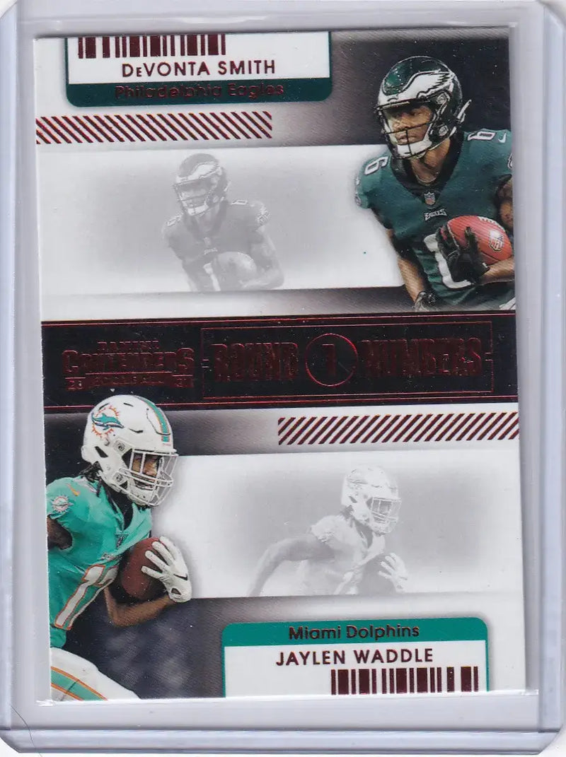 2021 Panini Contenders Round 1 Red #RN-DSM Devonta Smith Jaylen Waddle - Eagles - Football Card Single