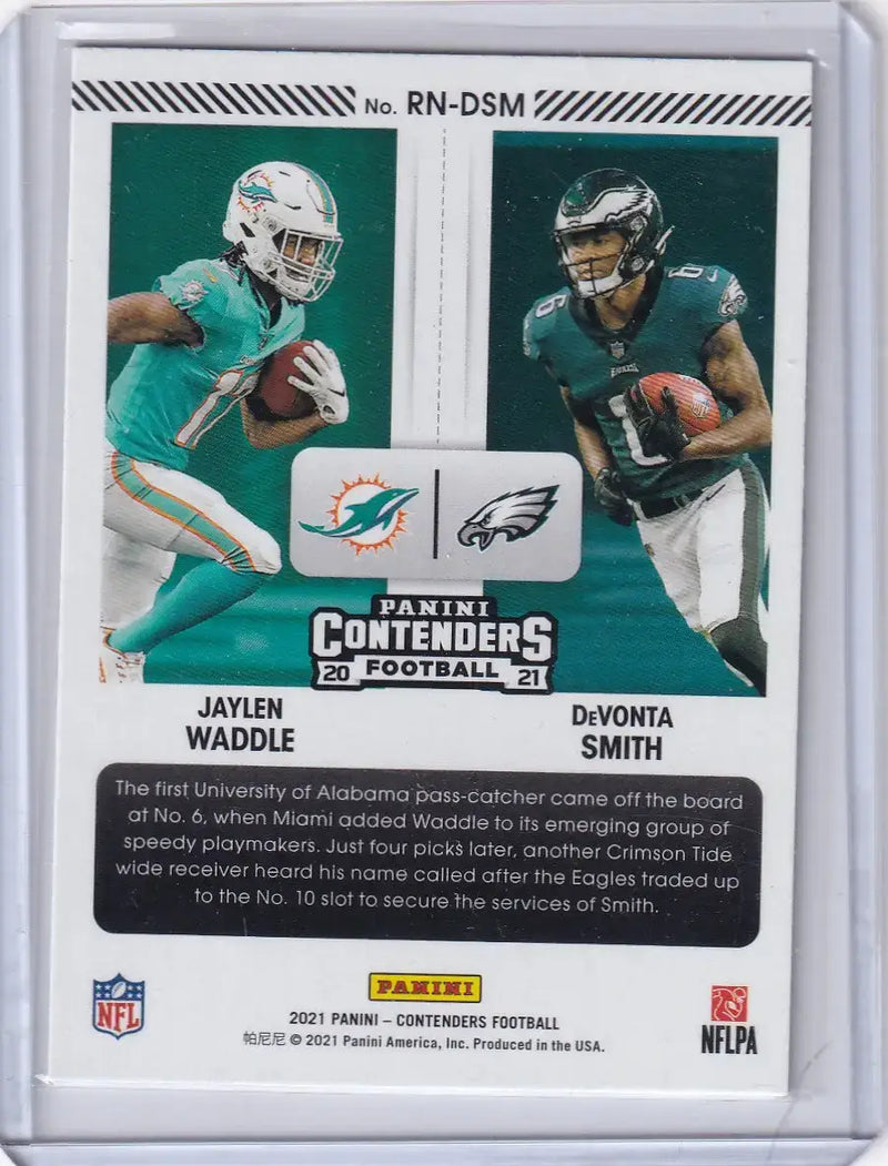 2021 Panini Contenders Round 1 Red #RN-DSM Devonta Smith Jaylen Waddle - Eagles - Football Card Single