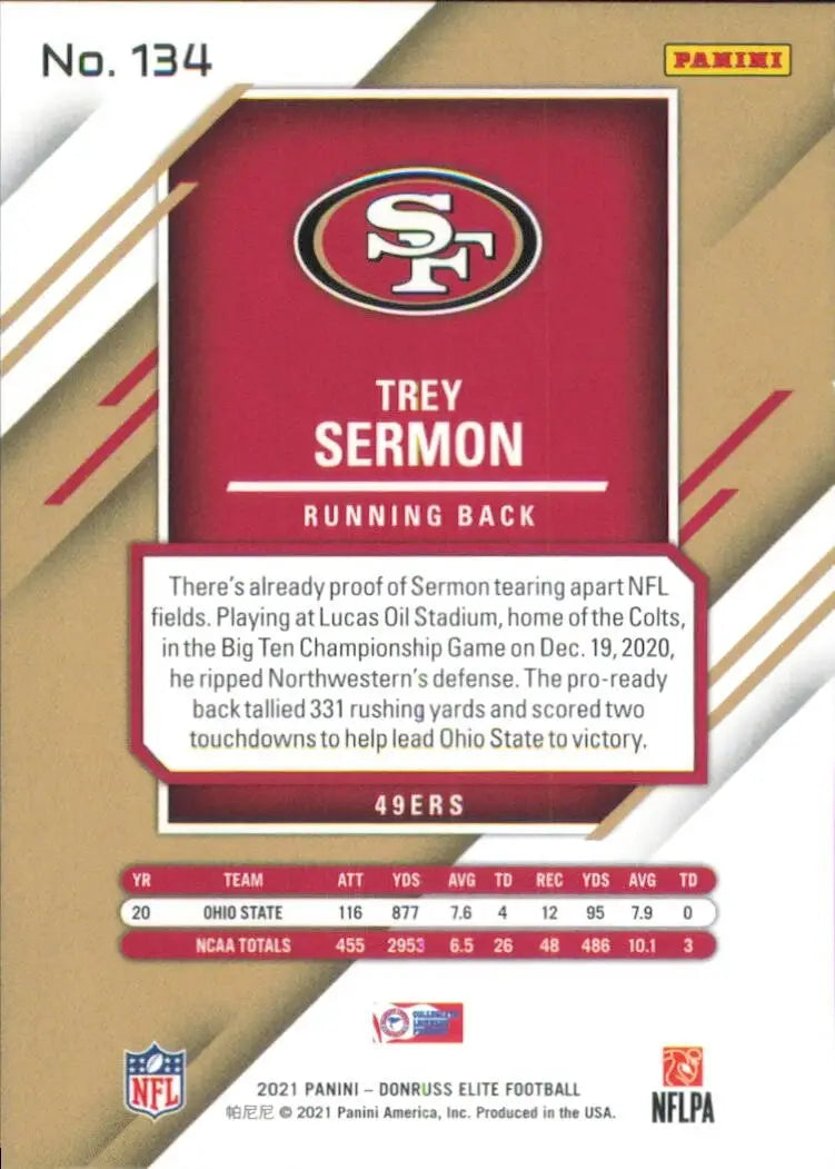 2021 Panini Donruss Elite Explosion #134 Trey Sermon /275 Rookie SF 49ers Card - Football Card Single