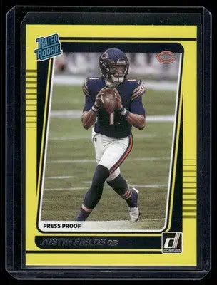 2021 Panini Donruss Football Justin Fields #253 Press Proof Yellow Football - Football Card Single